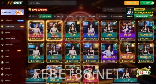 Casino trực tuyến Febet: Trải nghiêm online chơi như thực tế 4 Kho game casino